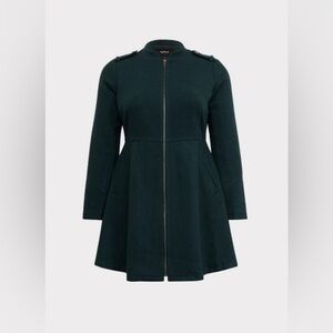 Torrid Wool Plus-Size Fit and Flare Coat Green